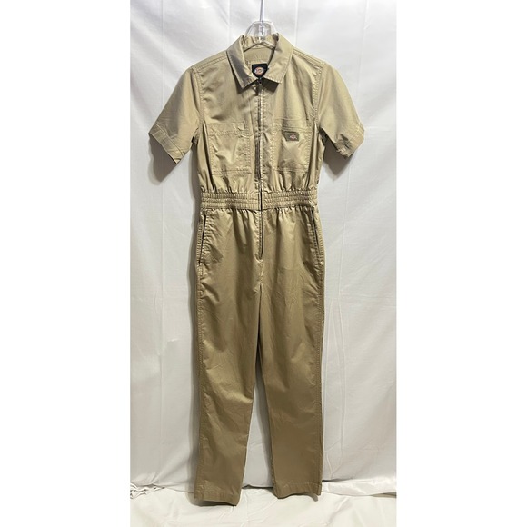 Dickies Unisex Khaki Tan Short Sleeve Zip Front Utility Coveralls Jumpsuit Small - Picture 14 of 16